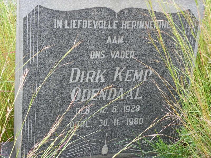 ODENDAAL Dirk Kemp 1928-1980