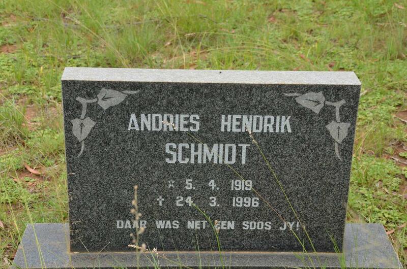 SCHMIDT Andries Hendrik 1919-1996