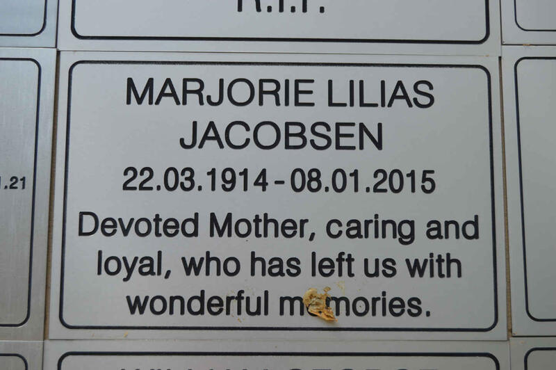 JACOBSEN Marjorie Lilias 1914-2015