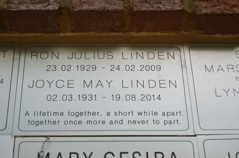 LINDEN Ron Julius 1929-2009 & Joyce May 1931-2014