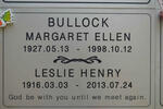 BULLOCK Leslie Henry 1916-2013 Margaret Ellen 1927-1998