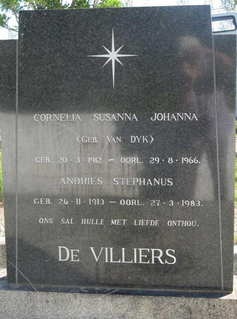 VILLIERS Andries Stephanus, de 1913-1983 & Cornelia Susanna Johanna VAN DYK 1912-1966