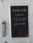 BURGER Sakkie 1928-2014
