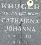 KRUGER Catharina Johanna nee VAN DER MERWE 1933-1992