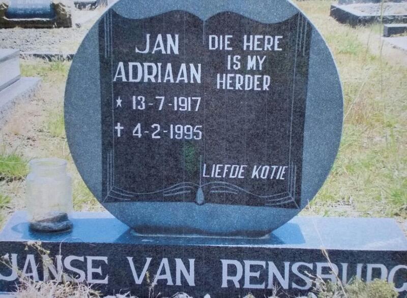 RENSBURG Jan Adriaan, Janse van 1917-1995