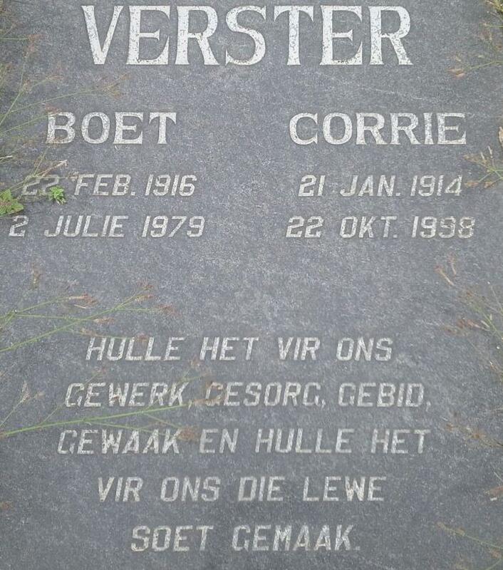 VERSTER Corrie 1914-1998 :: VERSTER Boet 1916-1979
