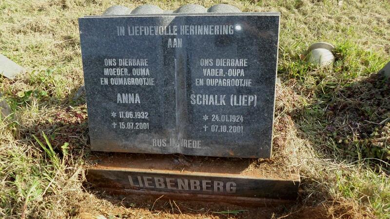 LIEBENBERG Schalk 1924-2011 & Anna 1932-2001