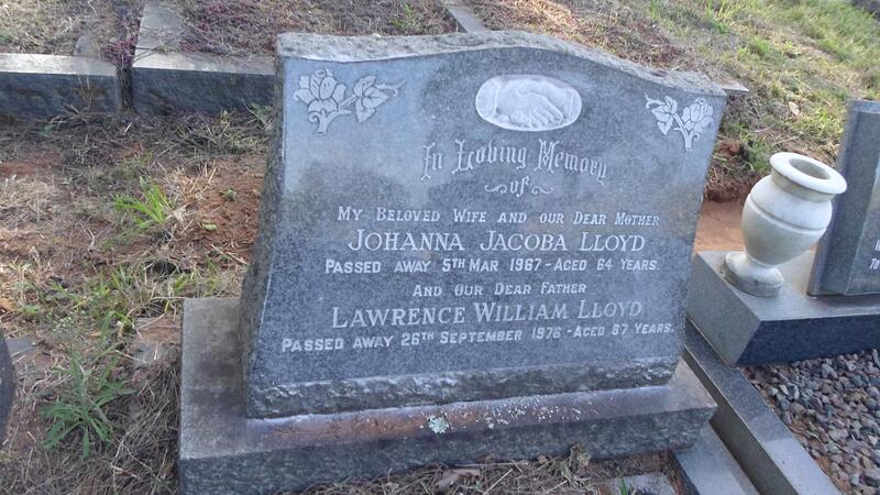 LLOYD Lawrence William -1976 & Johanna Jacoba -1967