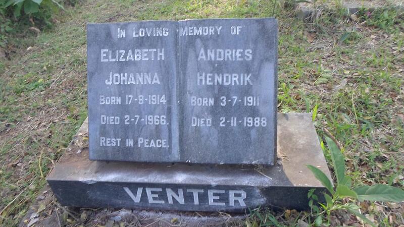 VENTER Andries Hendrik 1911-1988 & Elizabeth Johanna 1914-1966