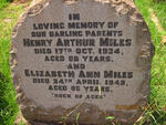 MILES Henry Arthur -1934 & Elizabeth Ann -1949