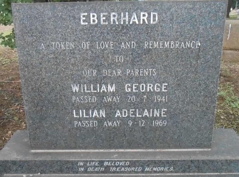 EBERHARD William George 1941-1969 & Lilian Adelaine -1969