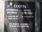 CLOETE Johannes Jacobus 1933-2012 & Joyce Gabrielle 1937-