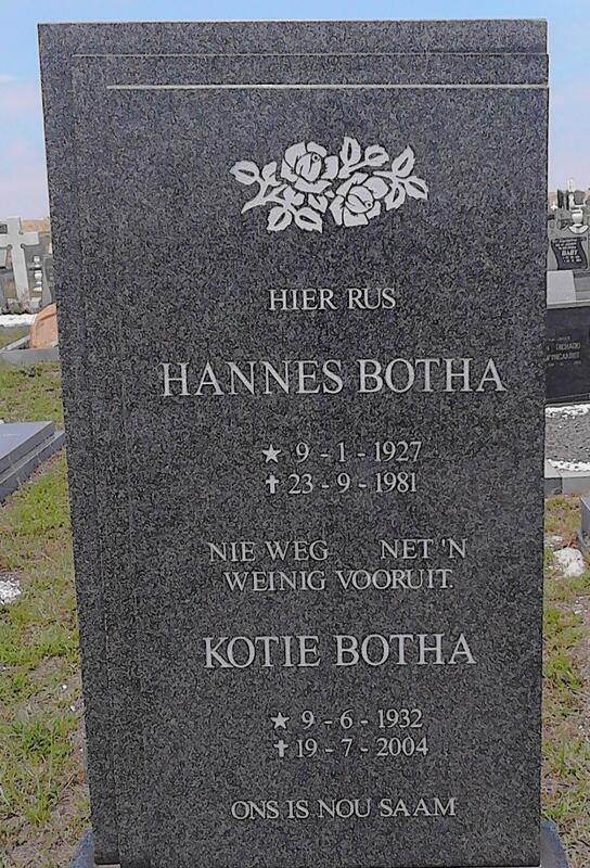 BOTHA Hannes 1927-1981 & Kotie 1932-2004