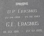 ERASMUS D.P. 1908-1983 & G.E. 1911-1995