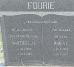 FOURIE Martiens J. C. 1926-1980 & Maria E. 1936-1992