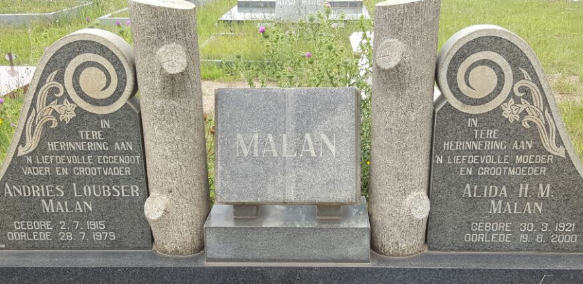 MALAN Andries Loubser 1915-1979 & Alida H.M. 1921-2000