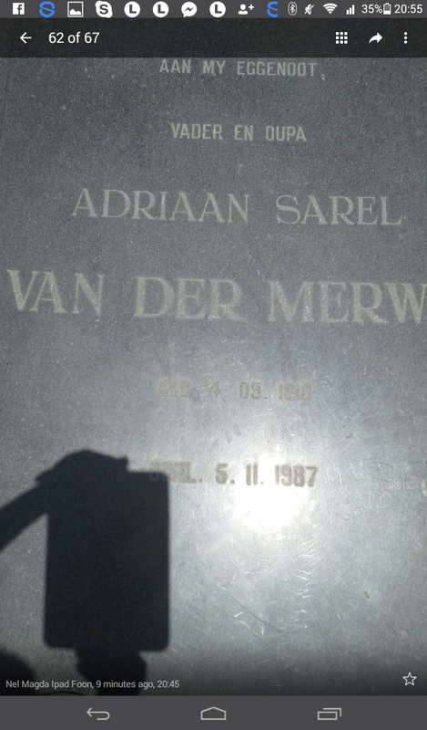 MERWE Adriaan Sarel, van der 19??-1987