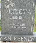 REENEN Grieta, van nee KRIEL 1897-1980