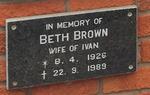 BROWN Beth 1926-1989