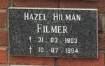 FILMER Hazel Hilman 1903-1994