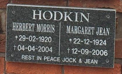 HODKIN Herbert Morris 1920-2004 & Margaret Jean 1924-2006