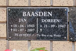 BAASDEN Jan 1943-2007 & Doreen 1947-