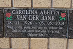 BANK Carolina Aletta, van der 1926-2014