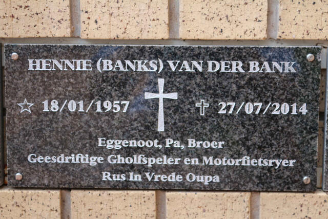 BANK Hennie, van der 1957-2014