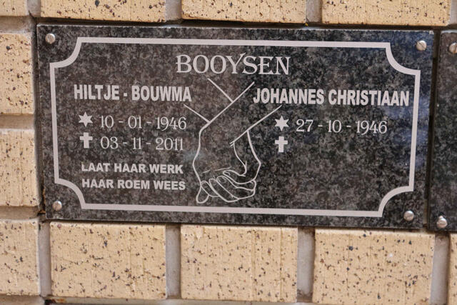 BOOYSEN Johannes Christiaan 1946- & Hiltje-Bouwma 1946-2011