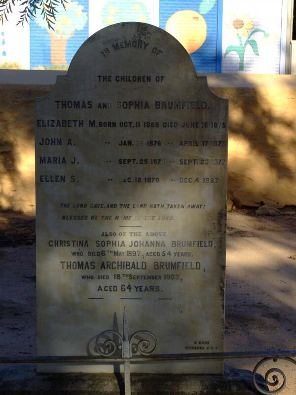 BRUMFIELD Thomas Archibald -1902  & Christina Sophia Johanna -1897