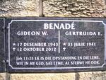 BENADE Gideon W. 1943-2012 & Gertruida E. 1941-