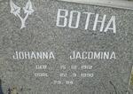 BOTHA Johanna Jacomina 1912-1990