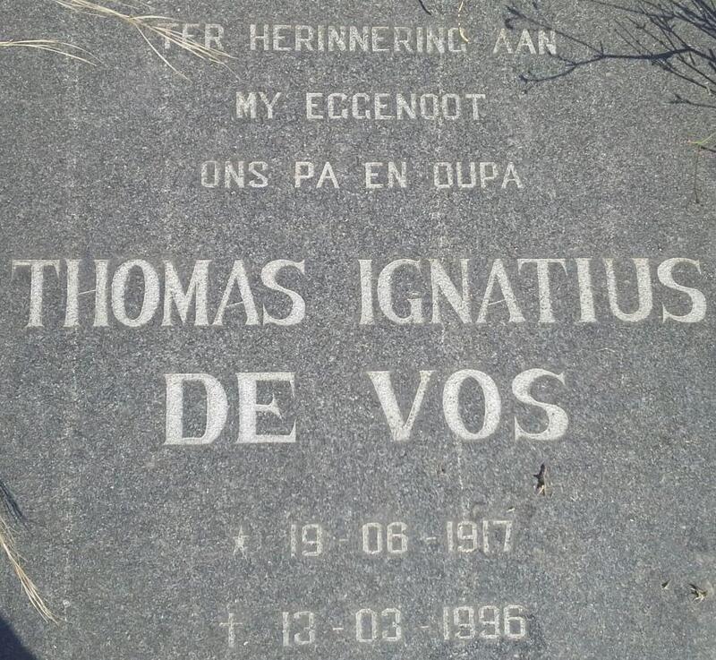 VOS Thomas Ignatius, de 1917-1996
