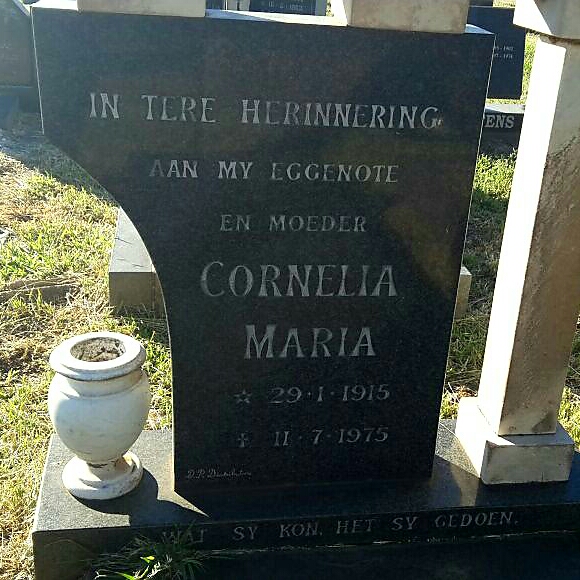 MILLER  Cornelia Maria nee COETZEE 1915-1975