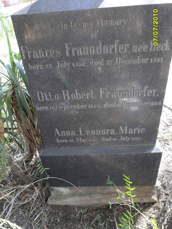 FRAUNDORFER Otto Robert 1852-1904 & Frances BECK 1856-1891 :: FRAUNDORFER Anna Leonora Marie 1880-1880