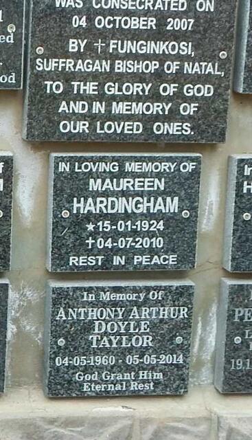 HARDINGHAM Maureen 1924-2010 :: TAYLOR Anthony Arthur Doyle 1960-2014