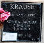 KRAUSE Sophia Jacoba nee VAN BLERK 1925-2011