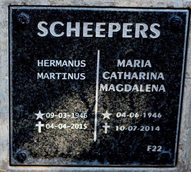 SCHEEPERS Hermanus Martinus 1946-2015 & Maria Catharina Magdalena 1946-2014