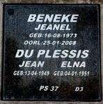 PLESSIS Jean, du 1949- & Elna 1951- :: BENEKE Jeanel 1973-2008