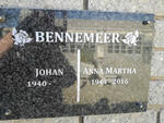 BENNEMEER Johan 1940- & Anna Martha 1944-2016