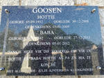 GOOSEN Hottie 1932-2008 & Baba 1942-2011