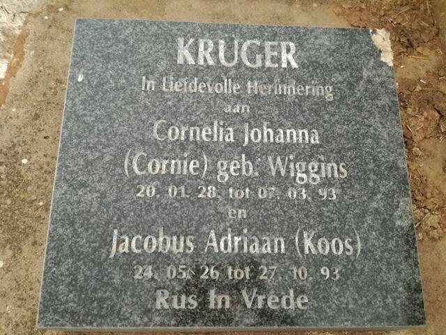 KRUGER Jacobus Adriaan 1926-1993 & Cornelia Johanna WIGGINS 1928-1993