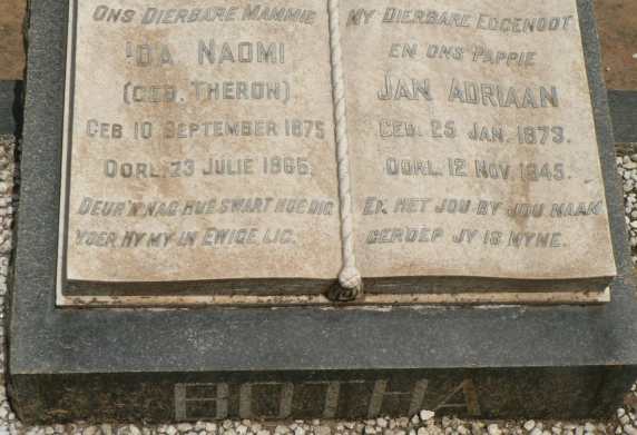 BOTHA Jan Adriaan 1873-1945 & Ida Naomi THERON 1875-1965