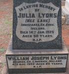 LYONS William Joseph -1952 & Julia LANE -1925