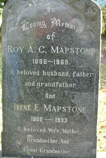 MAPSTONE Roy A.C. 1896-1969 & Irene E. 1902-1993