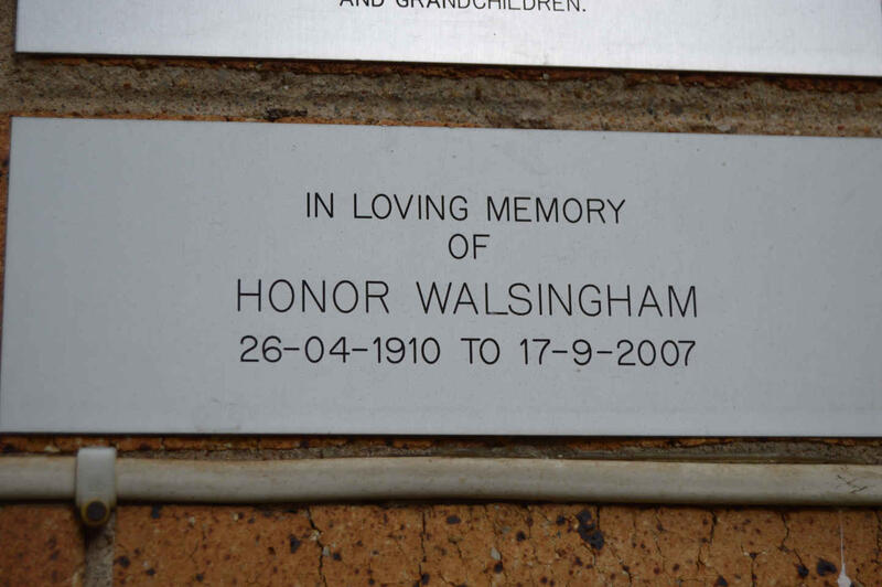 WALSINGHAM Honor 1910-2007