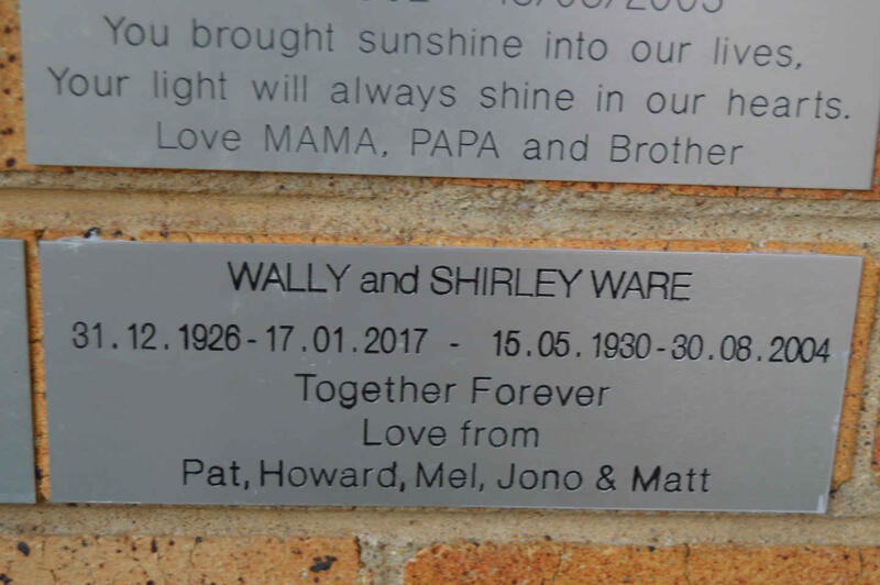 WARE Wally 1926-2017 & Shirley 1930-2004