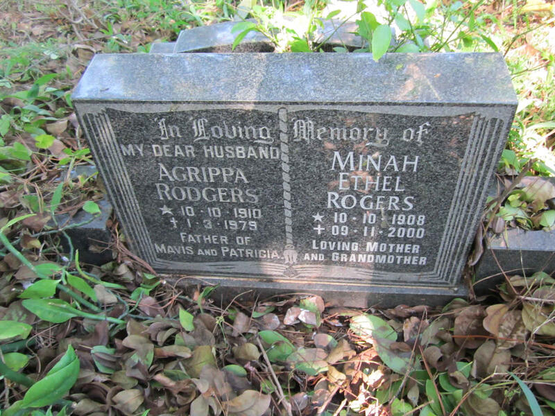 RODGERS Agrippa 1910-1979 :: ROGERS Minah Ethel 1908-2000
