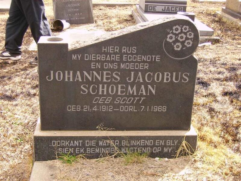 SCHOEMAN Johannes Jacobus nee SCOTT 1912-1968