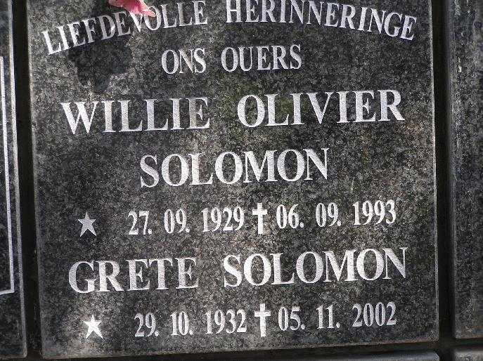 SOLOMON Willie Olivier 1929-1993 & Grete 1932-2002